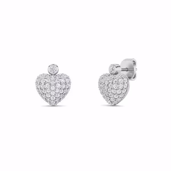 Heart Diamond Stud Earrings